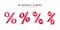 Set of red percent icon. Render of 3D percentage symbol in red color. Business object design element
