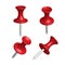 Set of red pin different view, thumbtack, , illustration