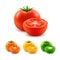 Set of Red Prange Yellow Green Cut Whole Tomatoes