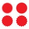 Set of red retro blank starburst, sunburst badges. Vector illustration.
