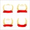 Set of red ribbon and gold wreaths, blank award template isolate