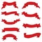 Set of red ribbons for design