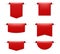 Set of red ribbons, online shopping web banners. Red silk corner bookmarks, tags, flags and curved ribbons. Vector