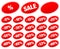 Set Of Red Sale Sticker Minus Oval Stars