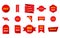 set of red sale tags. Tags for selling offers. Vector Illustration