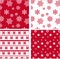 Set of red seamless snowflake pattern