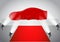 Set of red silk car cloth covered or realistic red silk draped on podium or realistic car reveal curtain concept. eps 10 vector