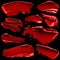 Set of red smeared stroke lipstick