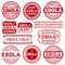 Set of red stamp with Ebola concept text on white