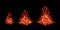 Set of red stylized fire on a black background.