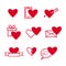 Set of red Valentines icons on white background