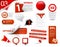 Set of red vector progress icons