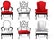 A set of red and white armchairs. Vector