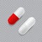 Set of red and white vector realistic pills