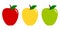 Set of red, yellow and green apples. Collection of colorful fruits icon. Vector illustration