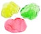 Set of red, yellow and green transparent slimes for kids