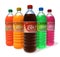 Set of refreshing drinks in plastic bottles