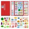 Set of refrigerators and different products vector illustration in a flat design.