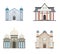 Set of religion buildings. Church, mosque, synagogue, pagoda. Traditional religions architecture.