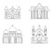 Set of religion buildings. Church, mosque, synagogue, pagoda. Traditional religions architecture.