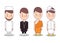 Set of religion people. Different characters collection buddhist monk, christian priests, muslim, hindu leader. Concept