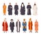 Set of religion people. Different characters collection buddhist monk, christian priests, patriarchs, rabbi judaist