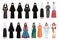 Set of religion people wearing specific uniform. religious figure