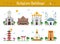 Set of Religious Buildings Vector Illustration