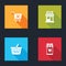 Set Remove shopping cart, Market store, Shopping basket and Mobile and icon. Vector