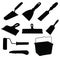 A set of repair tools. Spatula, putty knife, chisel, chisel, brush, roller for Wallpaper, construction knife, a bucket. Vector
