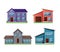 Set of residential houses exterior flat style vector illustration