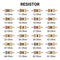 Set of Resistor Illustration Vector Images with Resistance Values of 10 Ohms to 91 Ohms