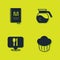 Set Restaurant cafe menu, Cupcake, Cafe and restaurant location and Coffee pot icon. Vector