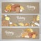 Set of retro bakery banners on cardboard. Bakery products