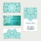 Set of retro business card templates with mandala