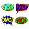 Set retro of cartoon, speech sketch. OMG, YES, NO, COOL. Comic speech bubbles. Dialog Clouds in pop art style. Vector