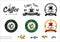 Set of retro coffee badge label logo design