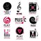 Set of retro Collection of music logos and emblems.