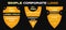 Set retro corporate simple vector logo template, traingle shield shape in gold color on black background