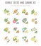 Set of Retro Icons of Edible Seeds and Grains
