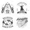 Set of retro music and ballroom dance sport club logos, badges design. Dance sport and retro music sticker with