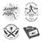 Set of retro music and Ballroom dance sport club logos, badges design. Dance sport and retro music sticker with