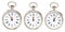 Set of retro pocket watches with midnight time