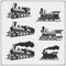 Set of retro trains emblems, labels, badges and design elements. Print design for t-shirts.