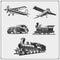 Set of retro transport. Airplane, train and car. Print design for t-shirts.