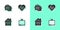 Set Retro tv, Grandmother, Nursing home and Heart rate icon. Vector