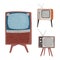 Set retro tvs on white background. Vintage tvs tall, short and wide with antenna hand drawn in style doodle.