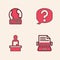 Set Retro typewriter, Live report, Speech bubble chat and Breaking news icon. Vector