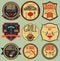 Set retro vintage badges, ribbons and labels hipster signboard