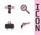 Set Revolver gun, Knife holster, Weapon case and Pistol or search icon. Vector